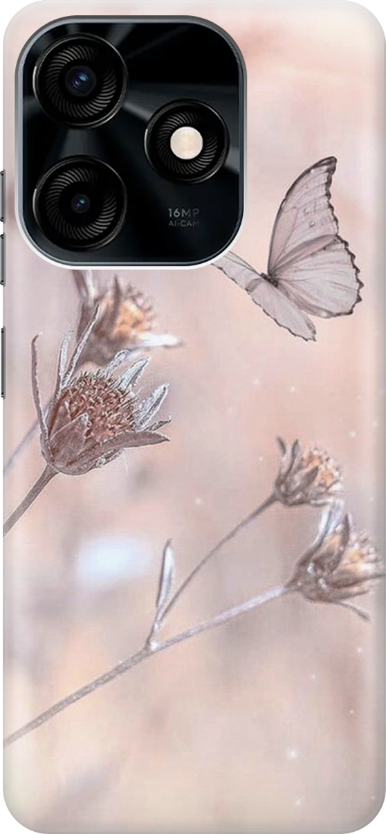 

Силиконовый чехол на Tecno Spark 10C с принтом "Бабочка", Белый;розовый, 159581