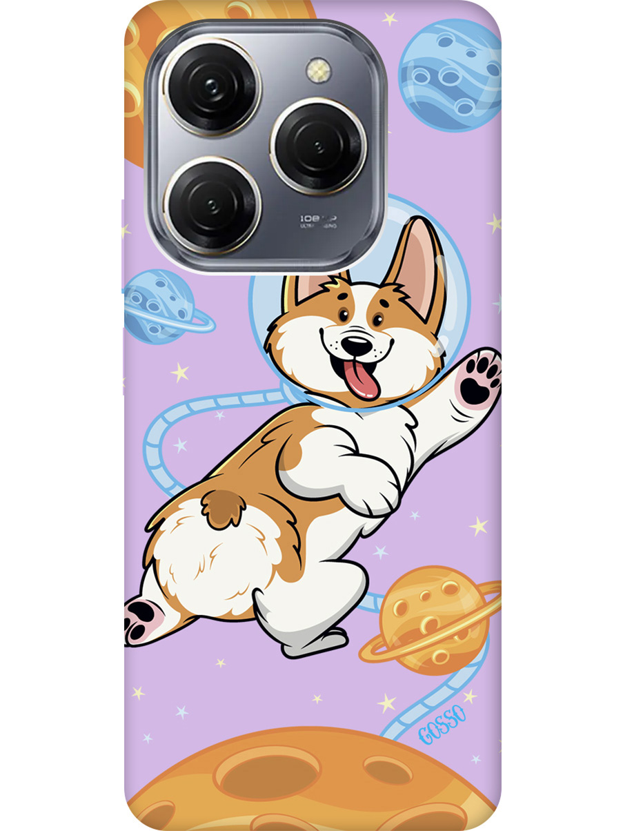 

Силиконовый чехол на Tecno Spark 20 Pro с рисунком "CosmoCorgi" Soft Touch сиреневый, Фиолетовый;коричневый, 20011925