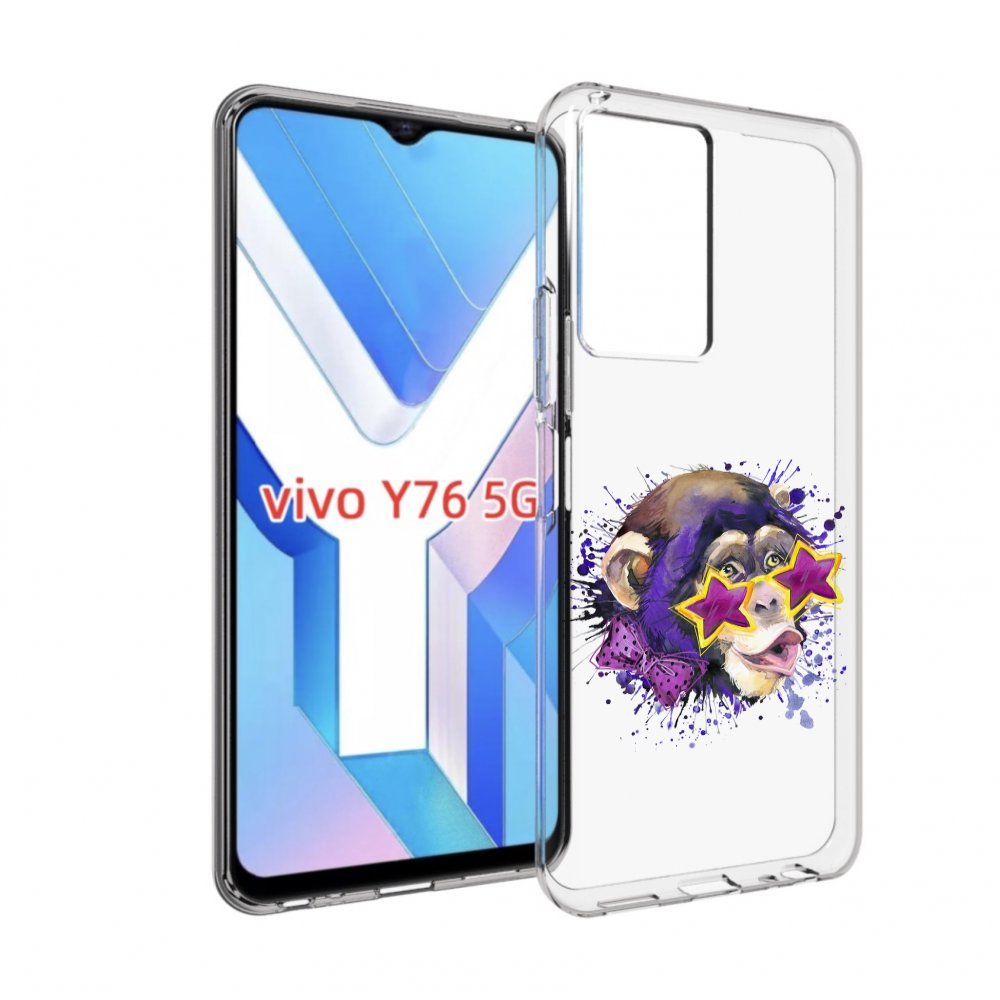 

Чехол MyPads обезьяна в очках для Vivo Y76 5G, Прозрачный, Tocco