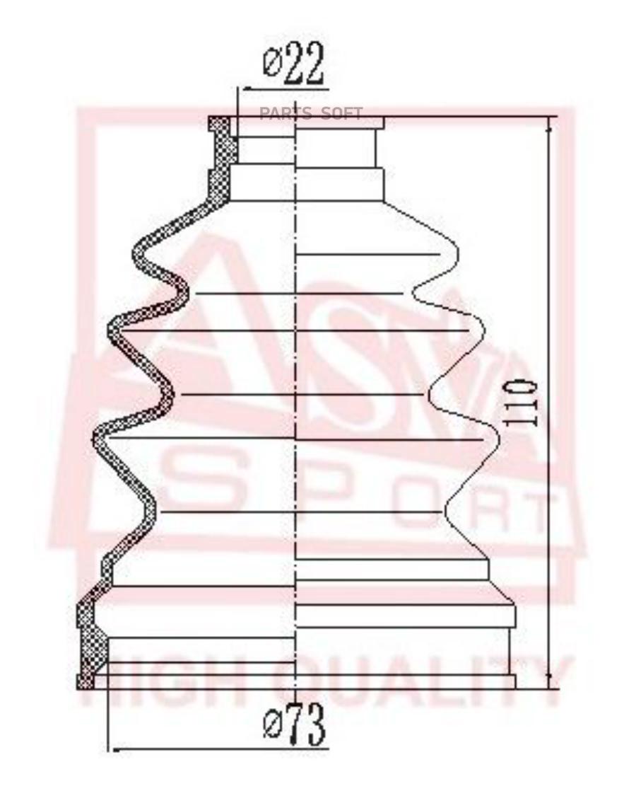 ASVA Пыльник ШРУСа (К-кт без смазки) 22x73x110 ASVA ASBTSZ33