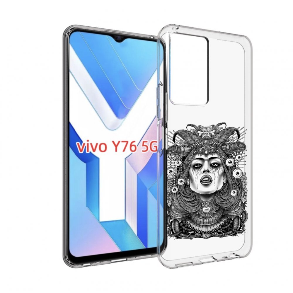 

Чехол MyPads портрет девушки черно белый для Vivo Y76 5G, Прозрачный, Tocco