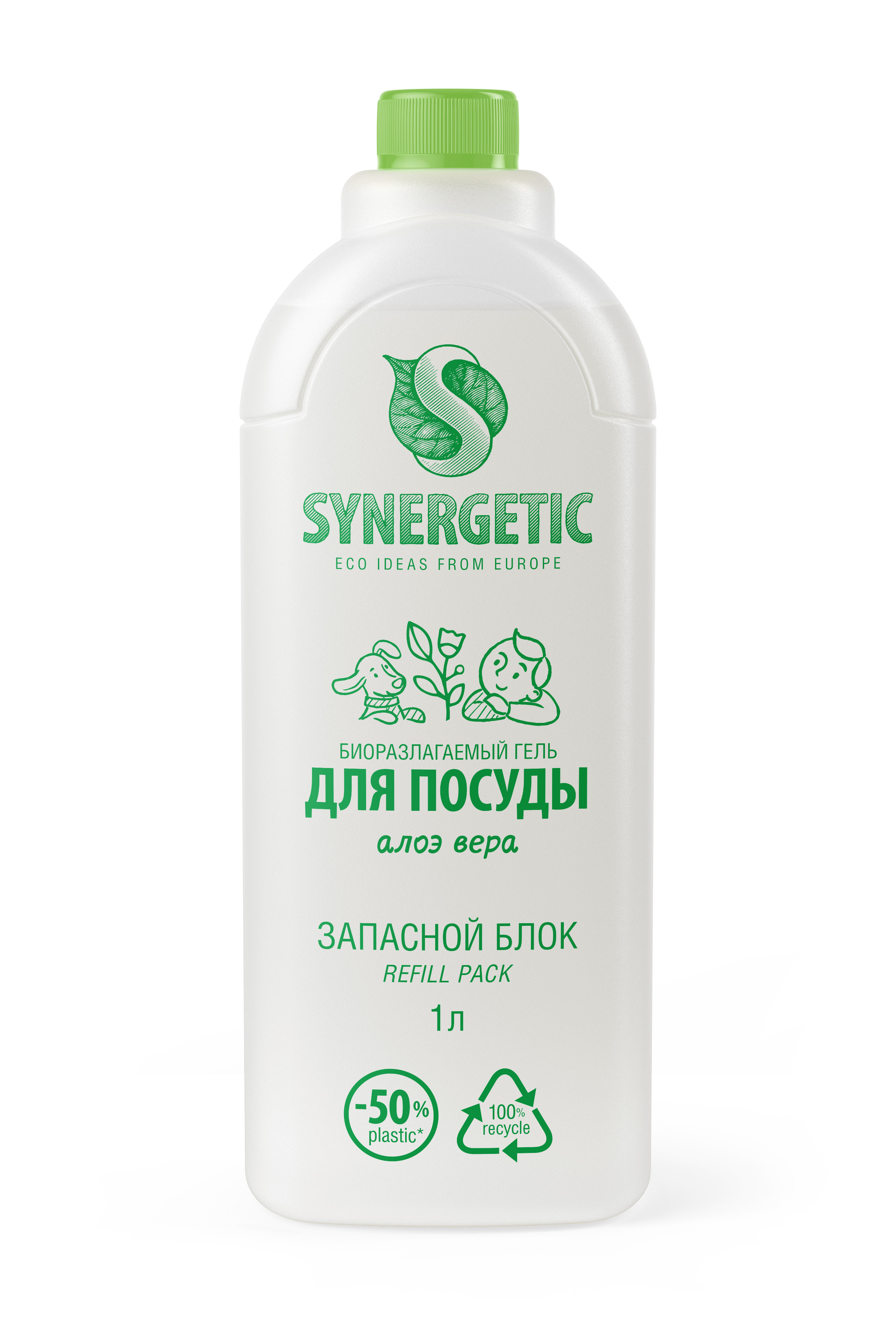 

Запасной блок геля для мытья посуды Synergetic Алоэ вера 1 л