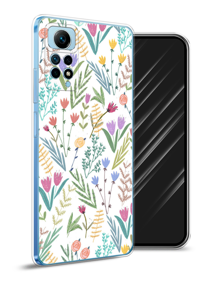 

Чехол Awog на Redmi Note 12 Pro 4G "Полевые цветы рисунок", Белый;зеленый, 319050-8