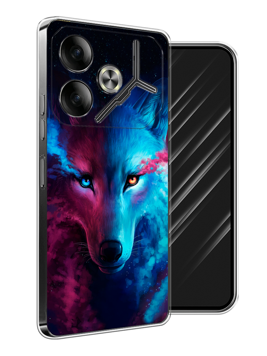 

Чехол Awog на Tecno Pova 6 "Волшебный волк", Голубой;розовый, 305350-1