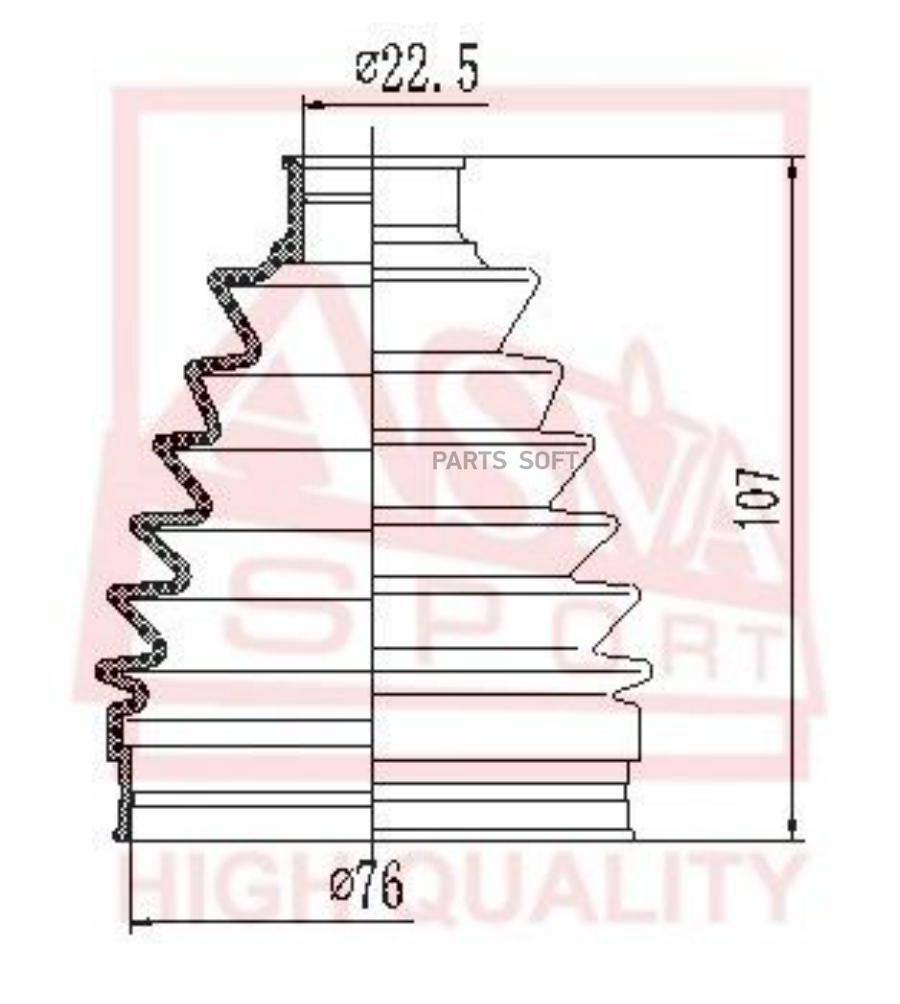 ASVA Пыльник ШРУСа (к-кт без смазки) 23x105x77 NISSAN FX3545 S50S51 ASVA ASBTS50