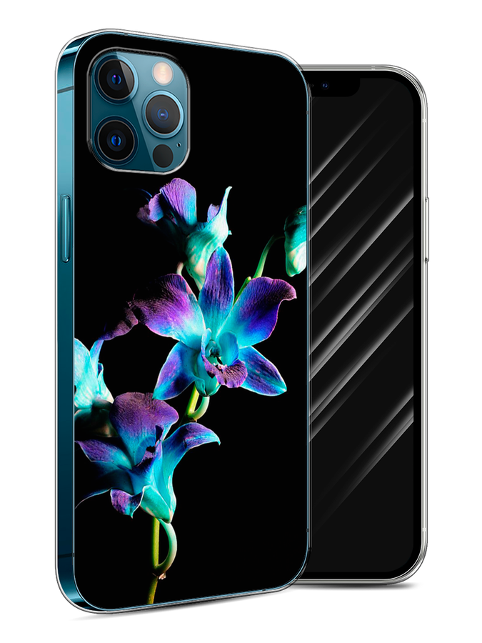 

Чехол Awog на Apple iPhone 12 / Айфон 12 "Синий цветок на черном", Разноцветный, 12550-8