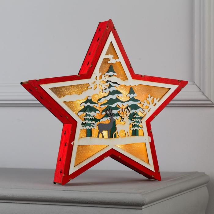 

Светодиодная фигура Олени в лесу 30 × 30 × 5 см, дерево, батарейки АААх2 (не в комплекте