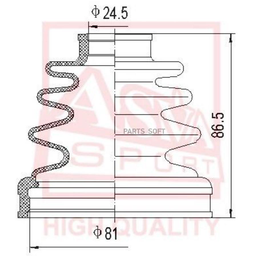 

ASVA Пыльник ШРУСа (К-кт без смазки) 24,5x81x86,5 ASVA ASBT66