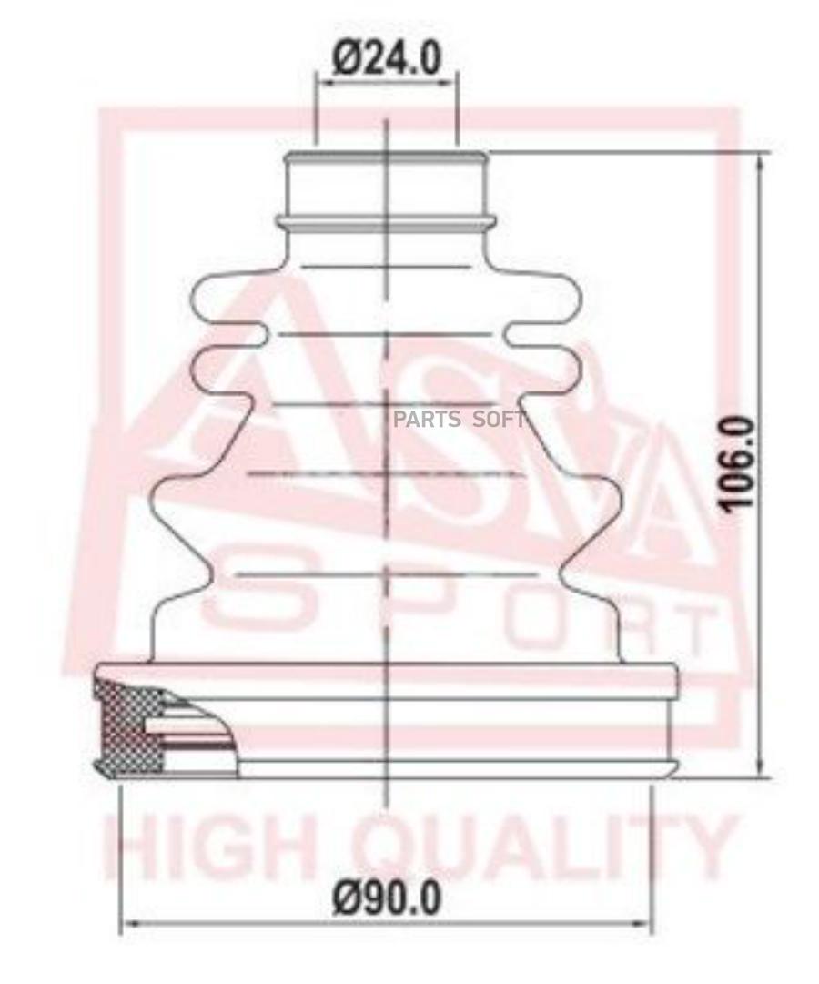 

ASVA Пыльник ШРУСа (К-кт без смазки) 24x74x100 ASVA ASBT129