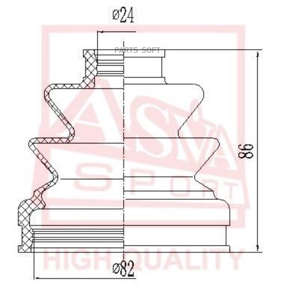 

ASVA Пыльник ШРУСа (к-кт без смазки) 24x82x85 HYUNDAI SANTA FE ASVA ASBT2042
