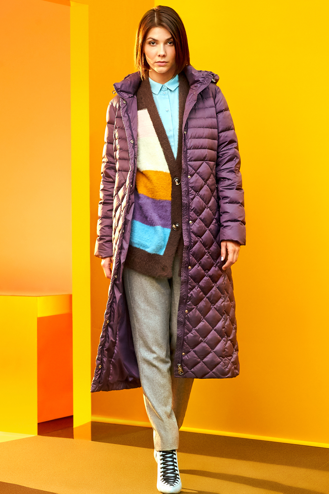 фото Пуховик-пальто женский baon b009554 фиолетовый 42