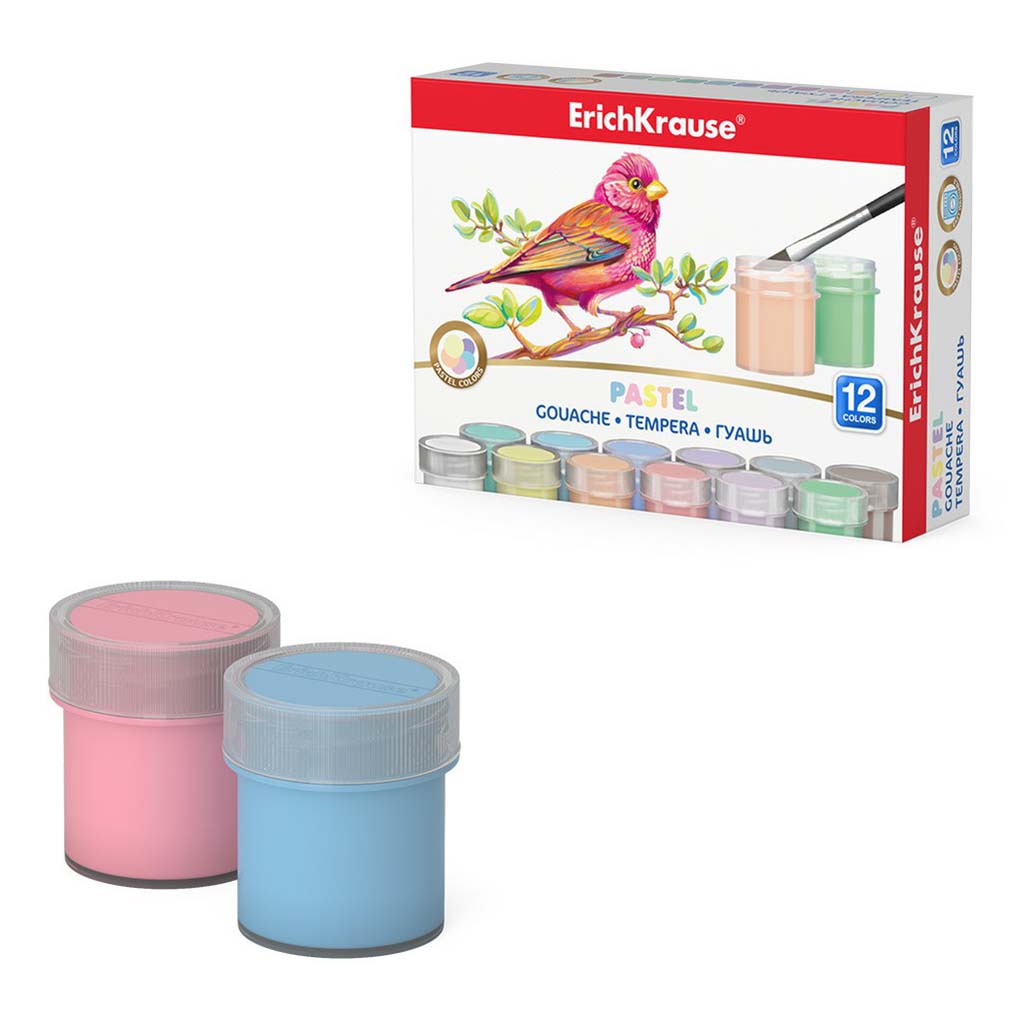 

Гуашь ErichKrause Pastel 12 цветов 240 мл, Разноцветный