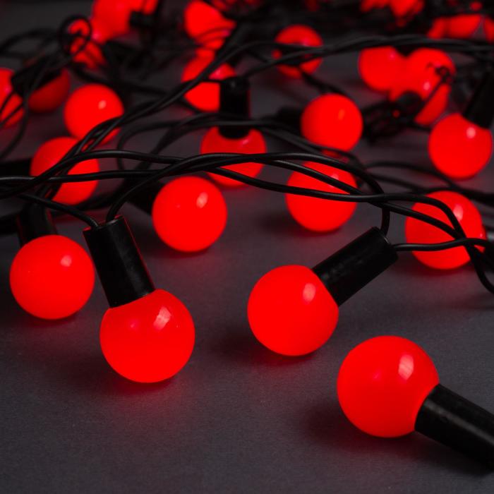 

Гирлянда Нить 10 м с насадками Шарики 2.5 см, IP44, темная нить, 100 LED, свечение кра