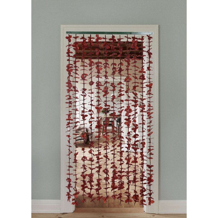 Занавеска декоративная «Листики», 90x180 см, 12 нитей, цвет кофейный