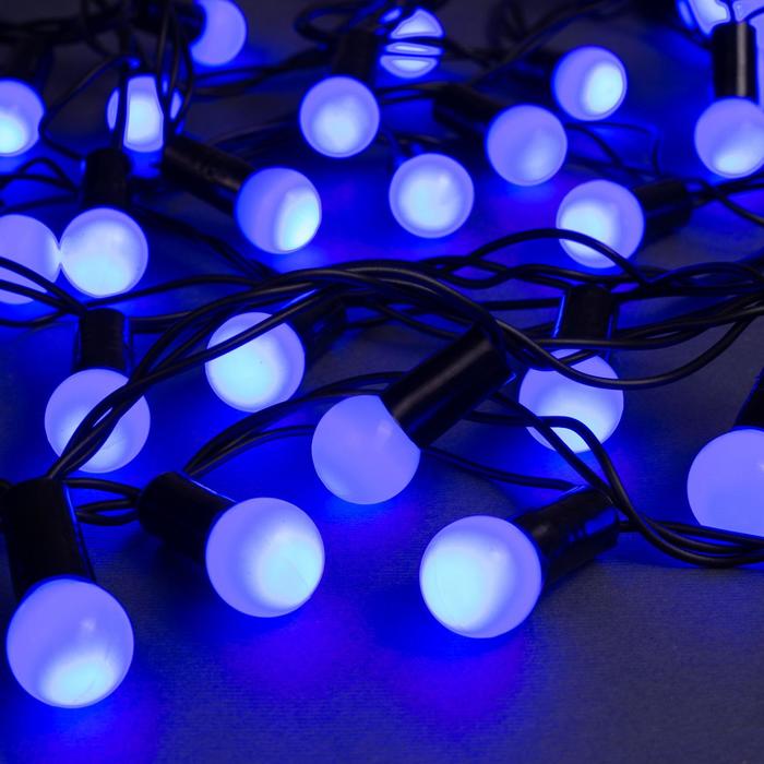 фото Гирлянда нить 10 м с насадками шарики 1.5 см, ip44, темная нить, 100 led, свечение син nobrand