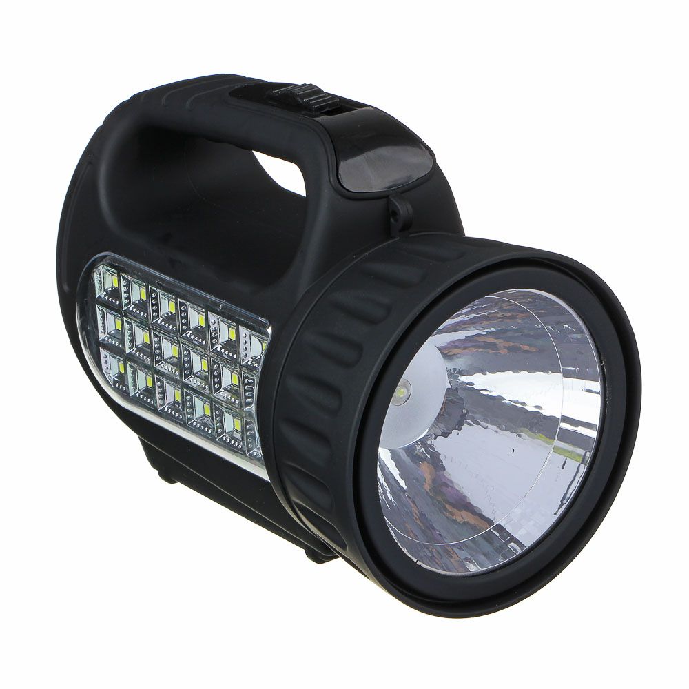 фото Фонарь прожектор чингисхан аккумуляторный 18 smd + 1 вт led, шнур 220в, 18x11 см