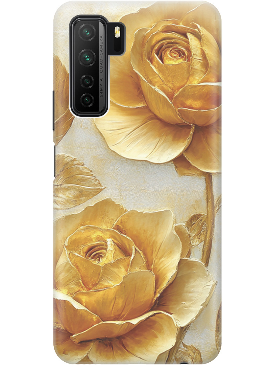 

Силиконовый чехол на Honor 30S / Huawei Nova 7 SE с принтом "Золотые розы", Прозрачный;золотистый;белый, 722946123