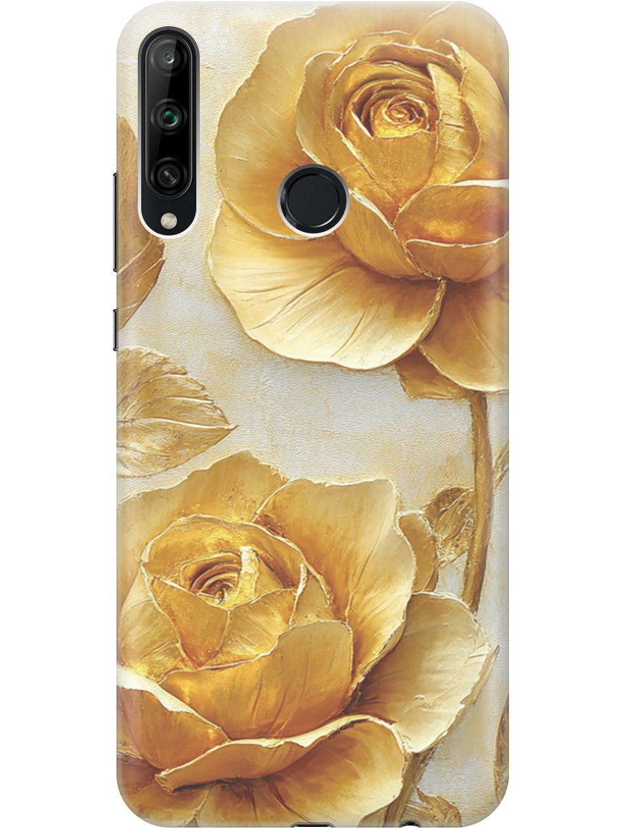

Силиконовый чехол на Honor 9C / Huawei P40 Lite E с принтом "Золотые розы", Прозрачный;золотистый;белый, 722946223