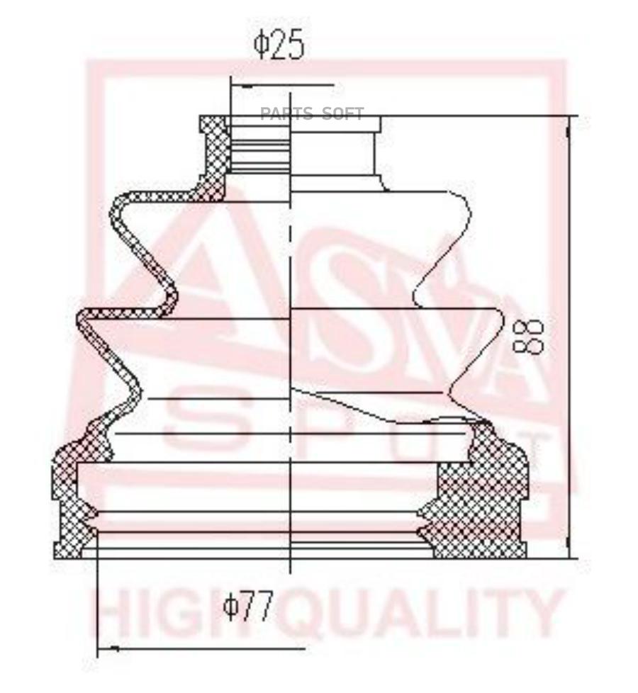 

ASVA Пыльник ШРУСа (К-кт без смазки) 25x71x85 ASVA ASBT204