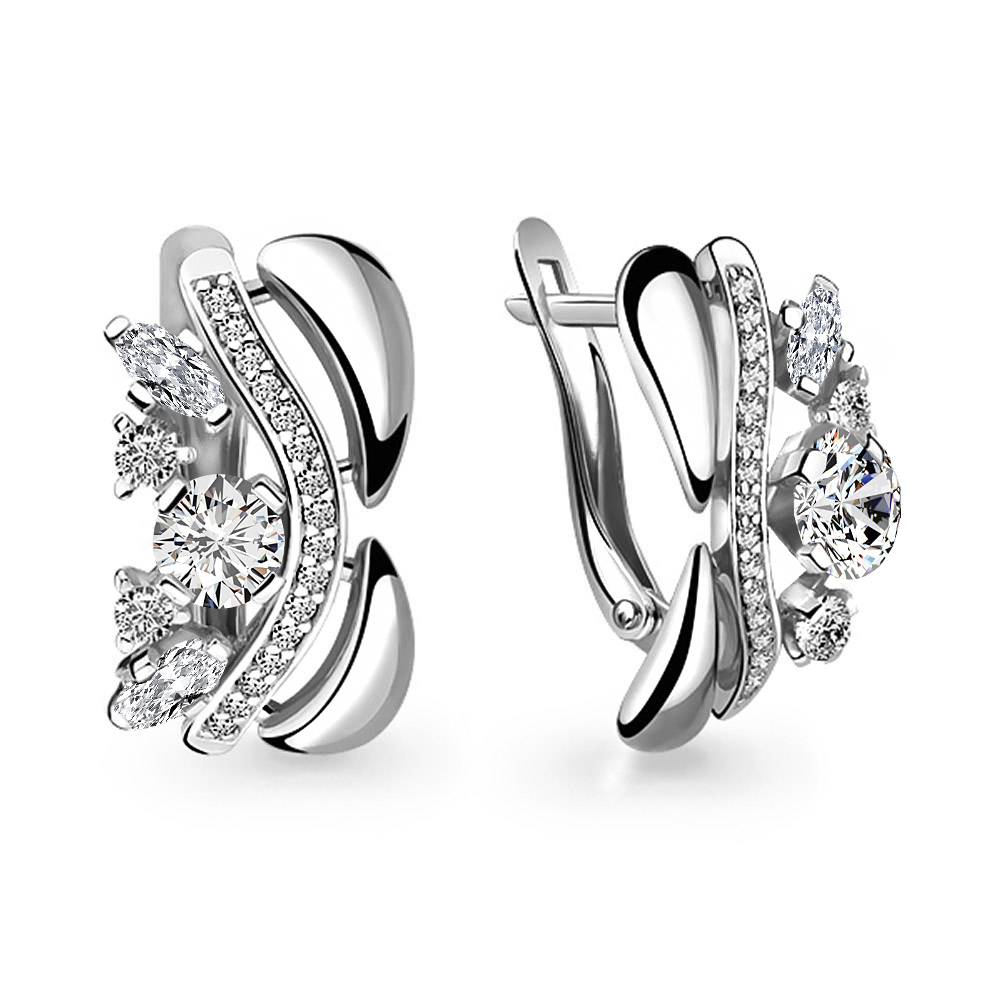 

Серьги из серебра с фианитом Aquamarine 46219А_925_з, 46219А_925_з