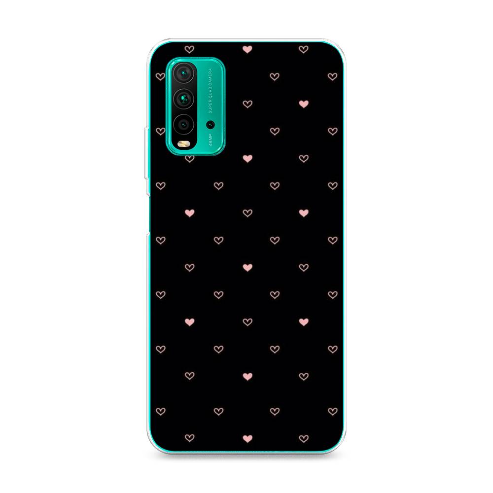 

Чехол Awog на Xiaomi Redmi 9T "Черный фон и сердечки", Разноцветный, 39850-3