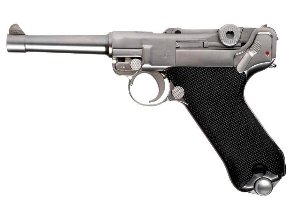 

Пистолет WE-P004 Luger P08 ствол 4 дюйма, серебристый
