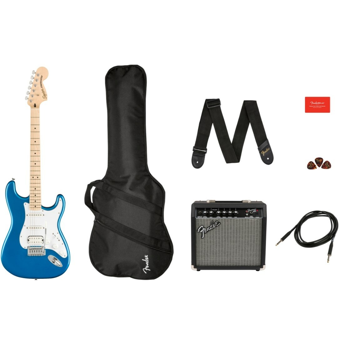 

Элетрогитара с комбоусилителем Fender SQUIER Affinity Stratocaster HSS Pack MN LPB