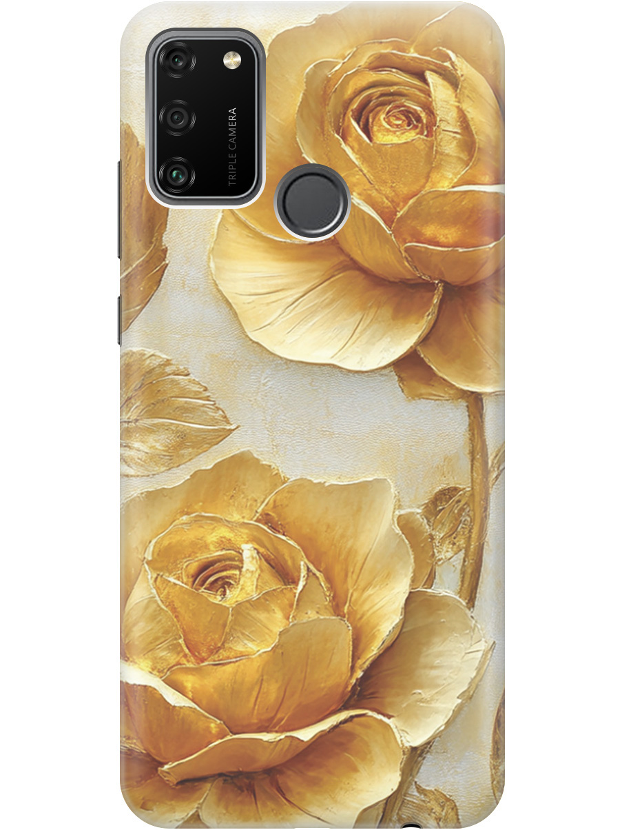

Силиконовый чехол на Honor 9A с принтом "Золотые розы", Прозрачный;золотистый;белый, 722942023