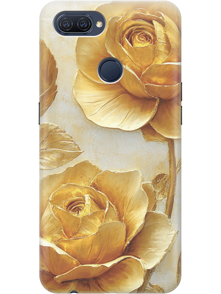 

Силиконовый чехол на Oppo A12 / A7 / A5s с принтом "Золотые розы", Прозрачный;золотистый;белый, 725455123