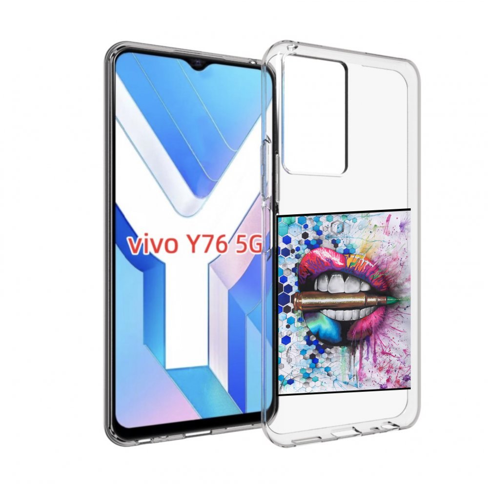

Чехол MyPads разноцветные губы с пулей для Vivo Y76 5G, Прозрачный, Tocco