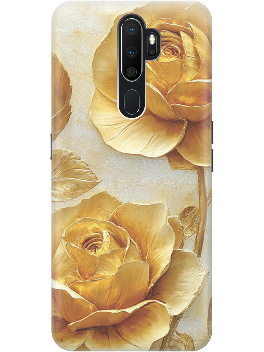 

Силиконовый чехол на Oppo A5 (2020) / A9 (2020) с принтом "Золотые розы", Прозрачный;золотистый;белый, 726151323