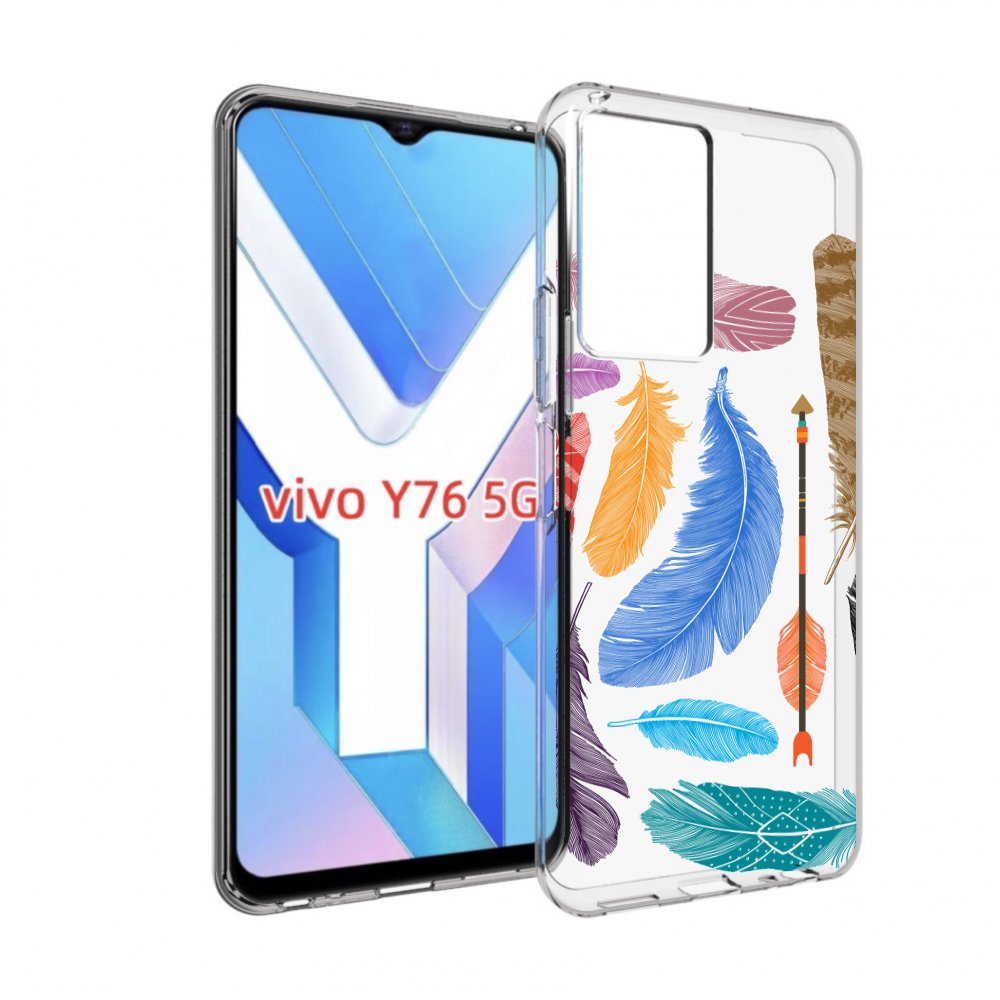 

Чехол MyPads разноцветные перья для Vivo Y76 5G, Прозрачный, Tocco