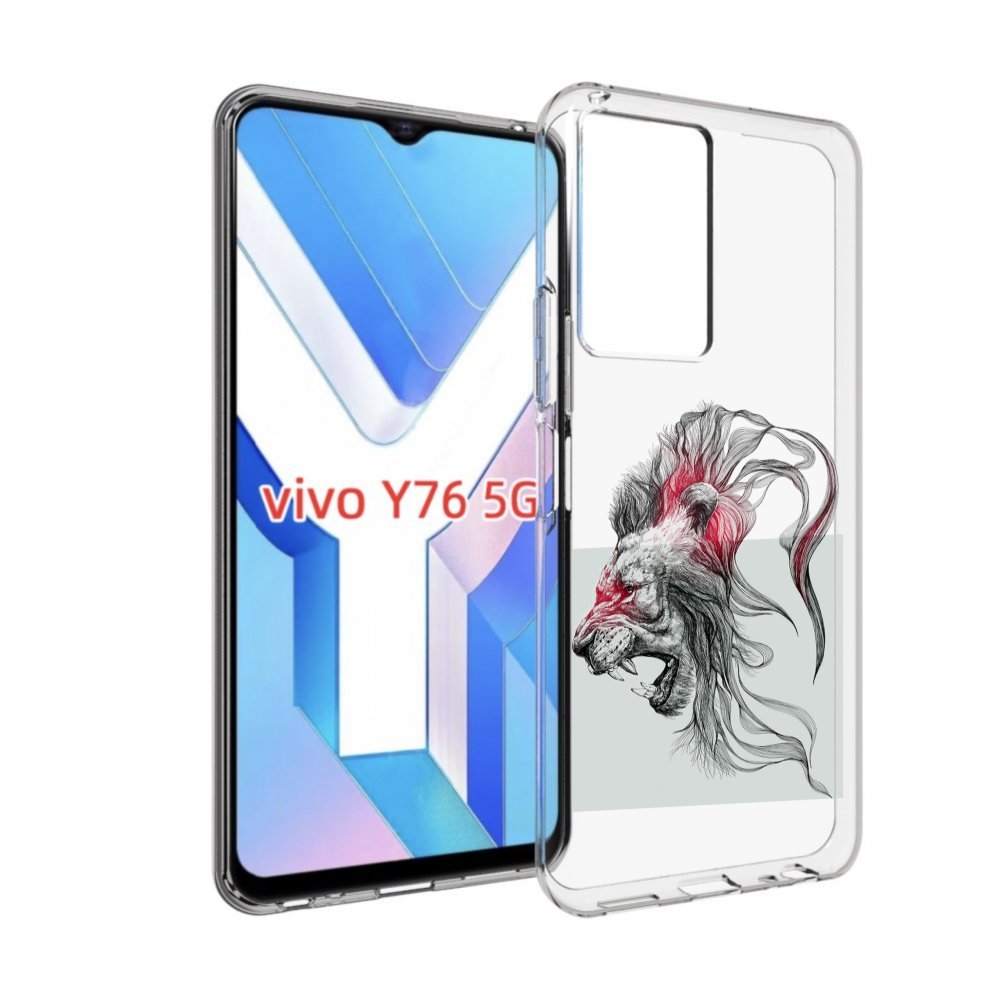 

Чехол MyPads разъяренный лев для Vivo Y76 5G, Прозрачный, Tocco