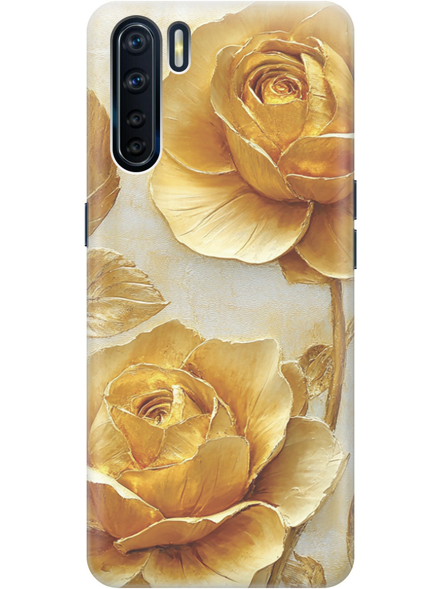 

Силиконовый чехол на OPPO A91 / Reno3 с принтом "Золотые розы", 726148823