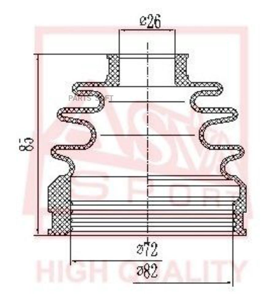 

ASVA Пыльник ШРУСа (к-кт без смазки) 26x77x82 HONDA PILOT 2010- ASVA ASBTINPIL
