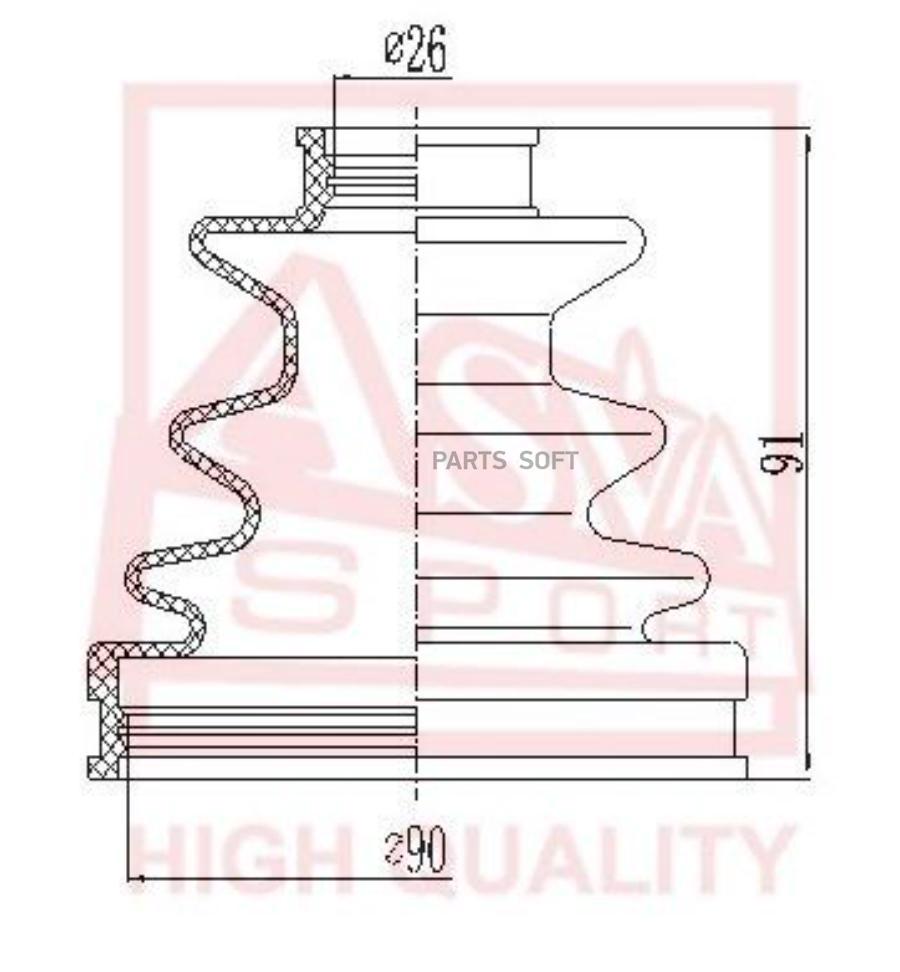 

ASVA Пыльник ШРУСа (К-кт без смазки) 26x90x88 ASVA ASBT100