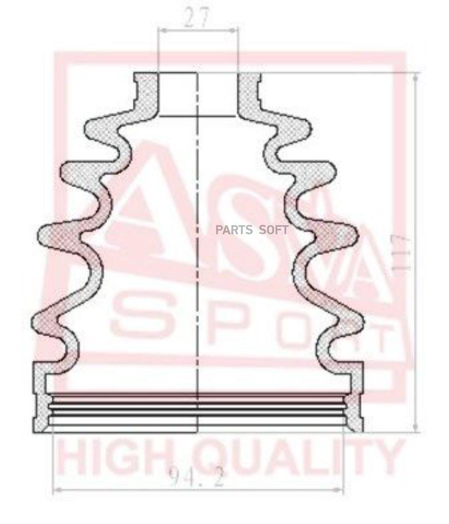 

ASVA Пыльник ШРУСа (К-кт без смазки) 27x99x110 ASVA ASBTT51