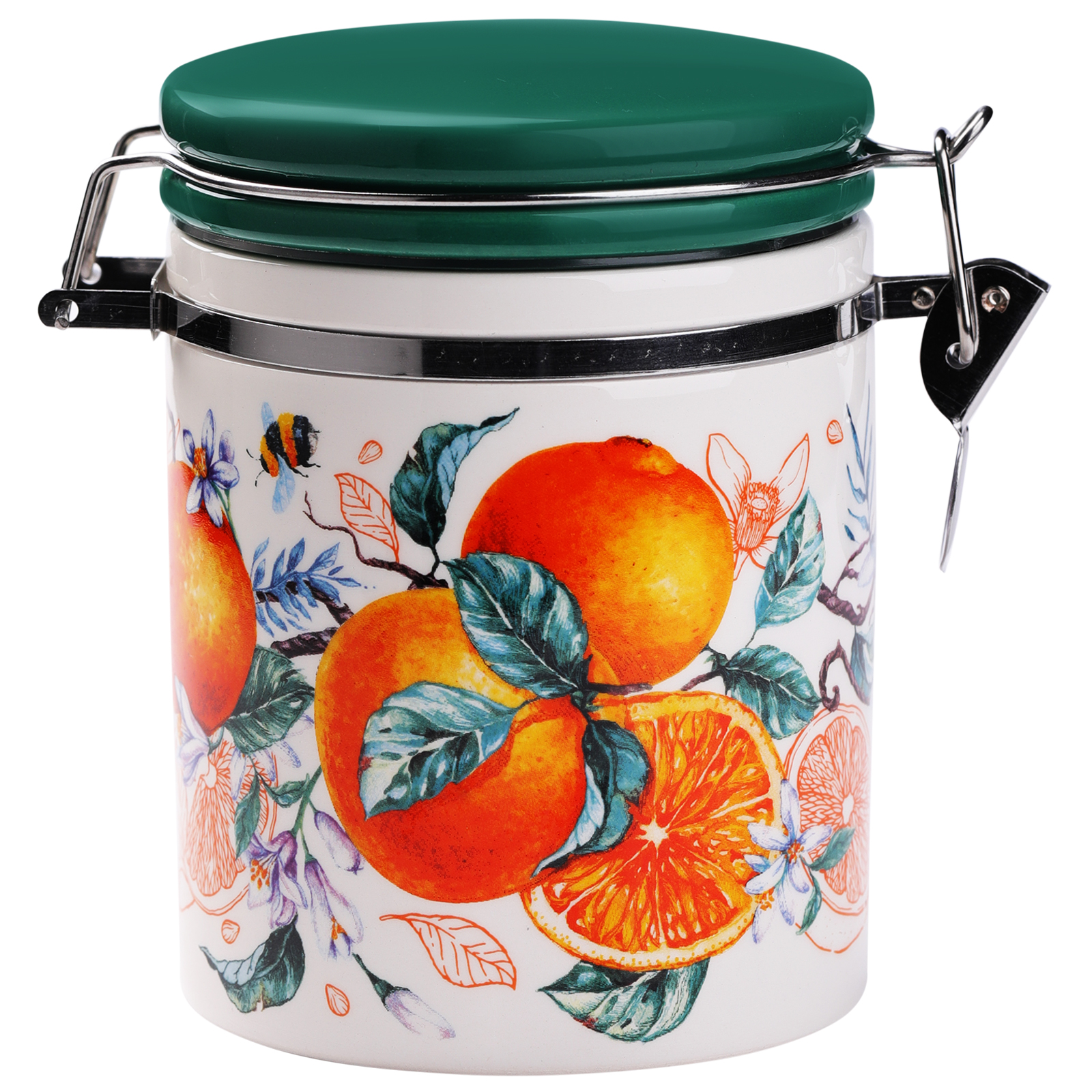 

Банка Appetite Orange fruit керамика круг 600мл c клипсой