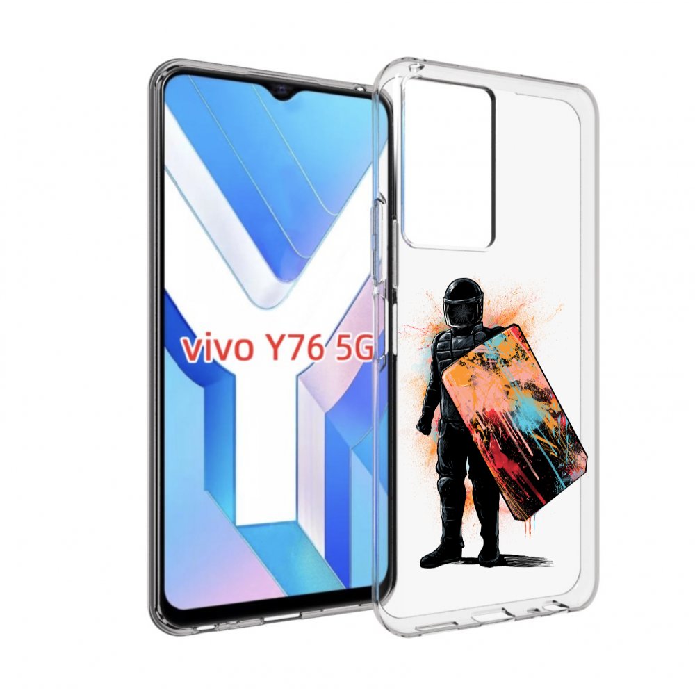 

Чехол MyPads солдат с красочным щитом для Vivo Y76 5G, Прозрачный, Tocco
