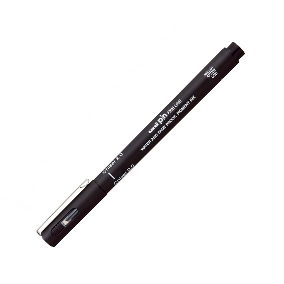 Линер UNI PIN FineLine, Chisel 2,0, наконечник долото, размер 2 мм, цвет чёрный