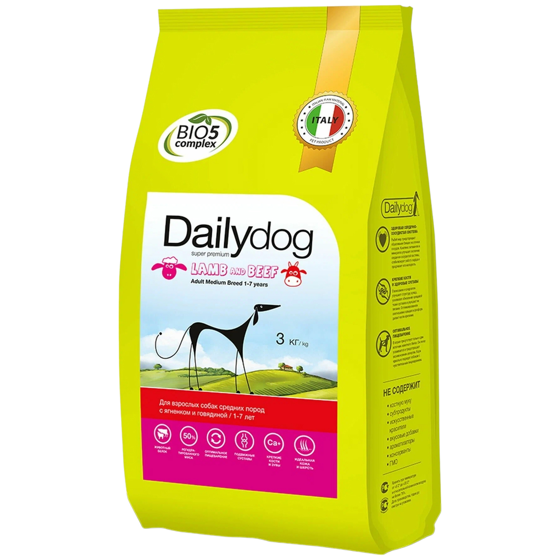 Сухой корм для собак Dailydog Adult Medium Breed с ягненком и говядиной, 3 кг