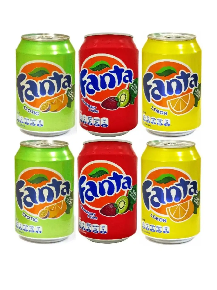 Набор напитков Fanta с разными вкусами, 6 банок по 0,33 мл