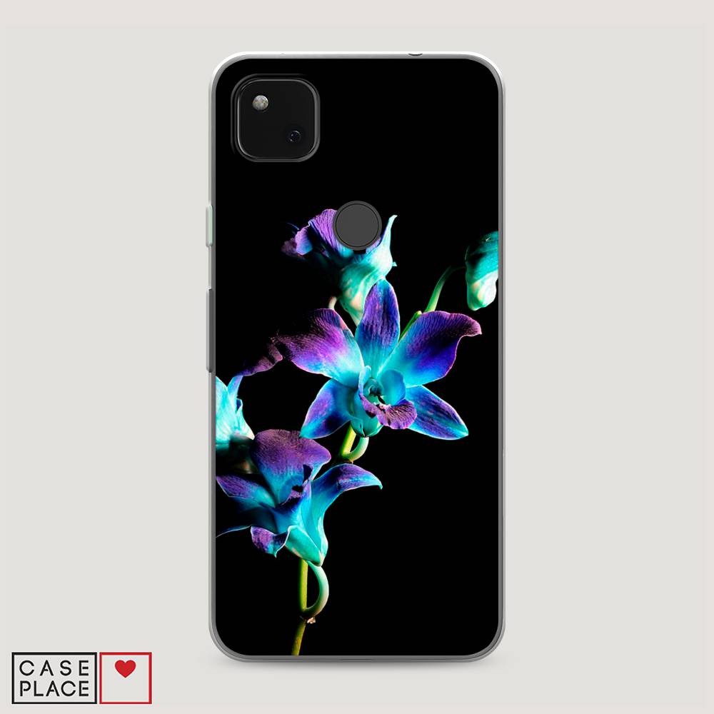 фото Силиконовый чехол "синий цветок на черном" на google pixel 4a awog