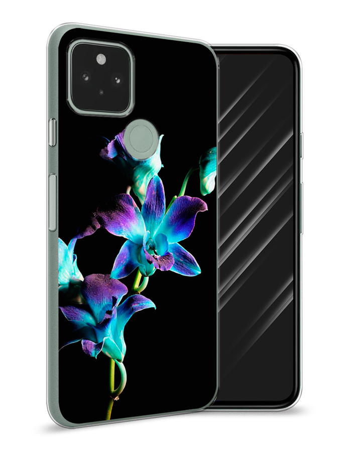 

Чехол Awog на Google Pixel 5A "Синий цветок на черном", Разноцветный, 271050-8