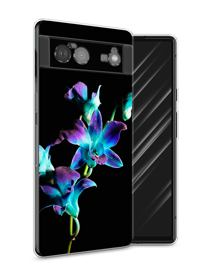 

Чехол Awog на Google Pixel 6 "Синий цветок на черном", Разноцветный, 270850-8