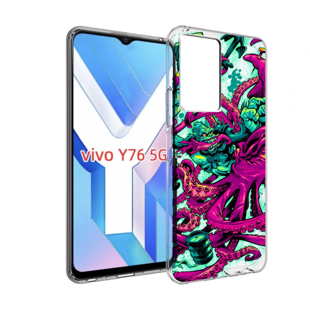 

Чехол MyPads фиолетовый кракен для Vivo Y76 5G, Прозрачный, Tocco