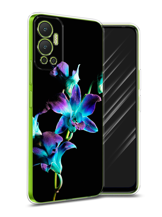 

Чехол Awog на Infinix Hot 12 "Синий цветок на черном", Разноцветный, 3101350-8