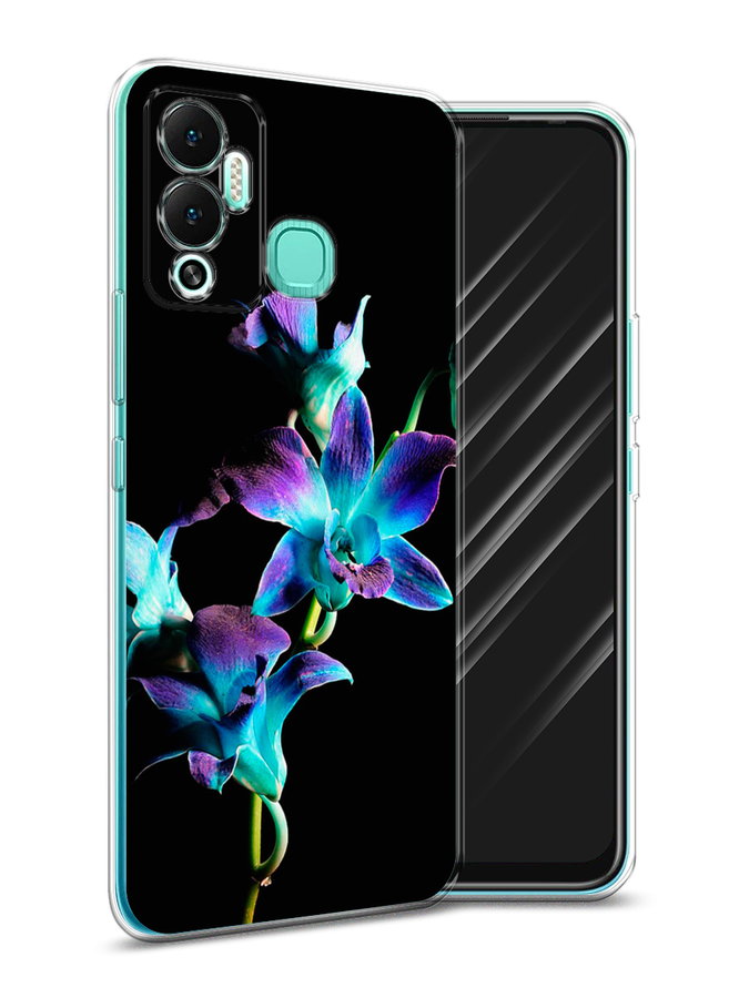 

Чехол Awog на Infinix Hot 12 Play "Синий цветок на черном", Разноцветный, 3101750-8