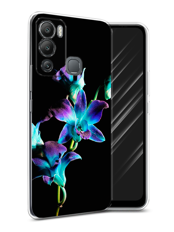 

Чехол Awog на Infinix Hot 12i "Синий цветок на черном", Разноцветный, 3101250-8