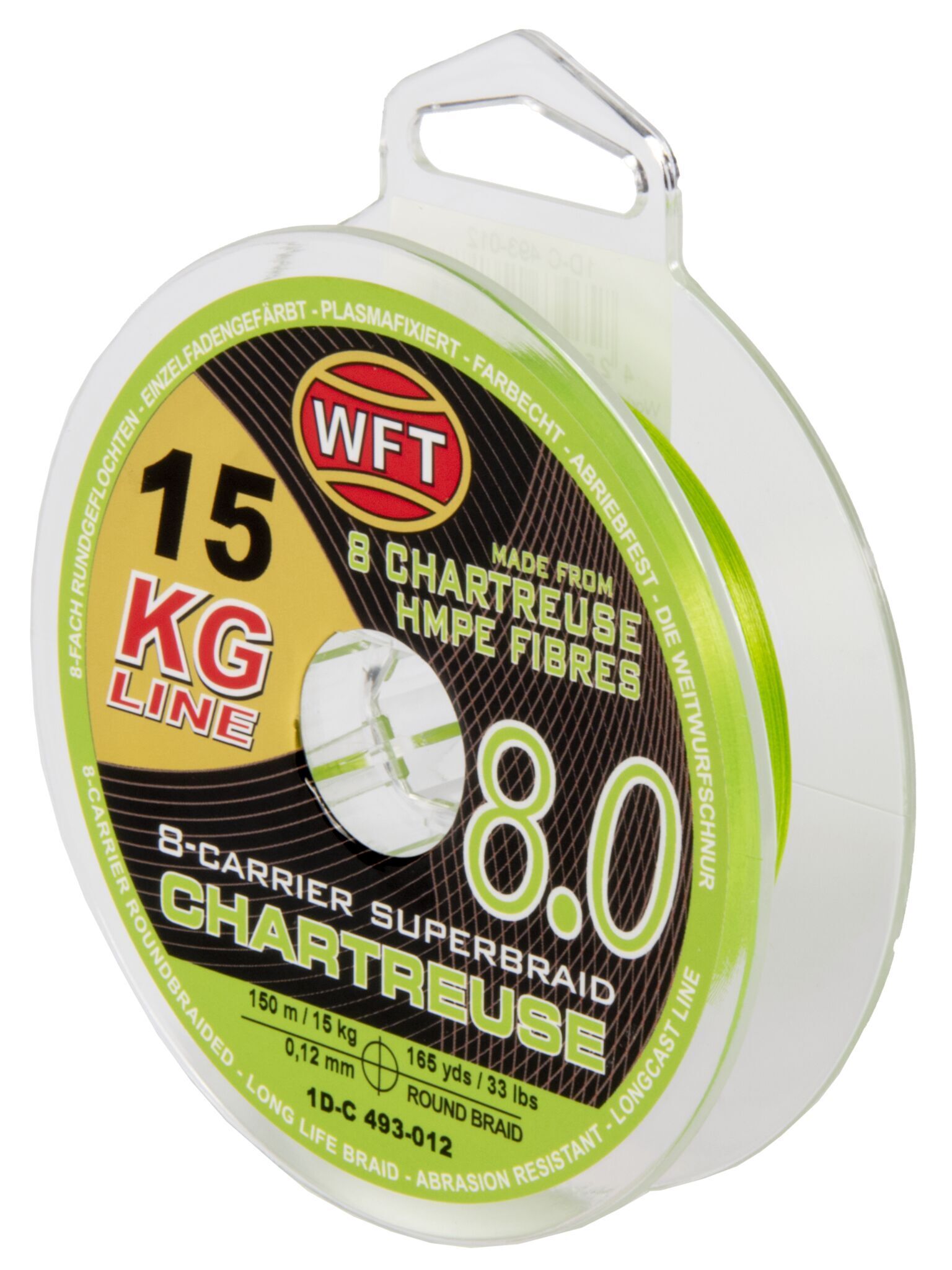 Рыболовная леска WFT KG x8 150 м, 0.12 мм Chartreuse